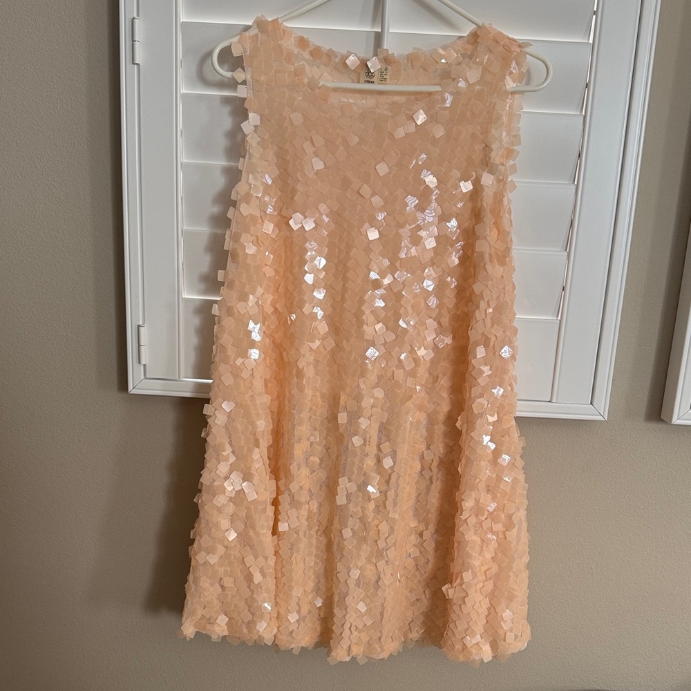 Urban Outfitters Peach Sequin Sleeveless Dress